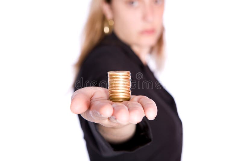 Beautiful Woman Holding Coins Stock Photo Image of banking, dollar