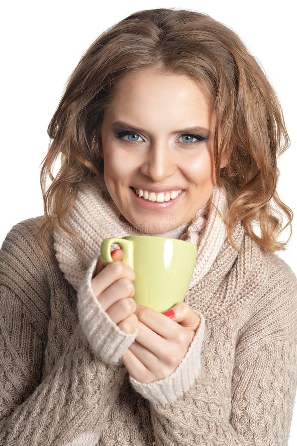 Beautiful Woman Holding Cup Stock Image - Image of adult, model: 94844271