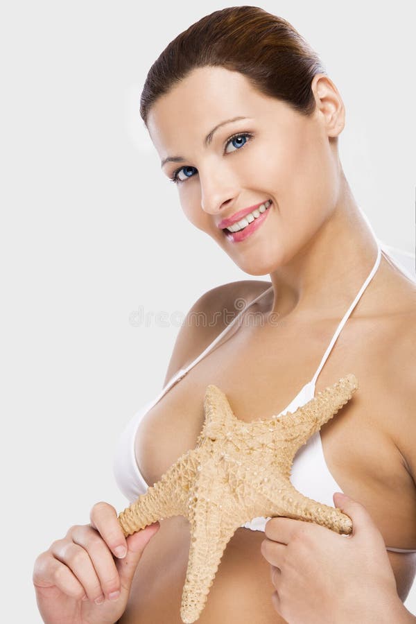 Beautiful Woman Holding A Starfish Stock Image Image Of Caucasian Elegant