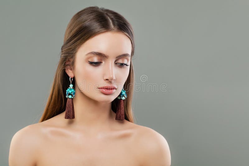 Beautiful Woman With Jewelry Earrings Stock Photo Image Of Female