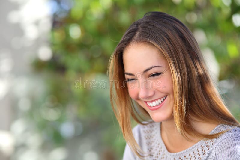 Beautiful woman laughing happy outdoor stock image Beautiful woman laughing happy outdoor stock image
