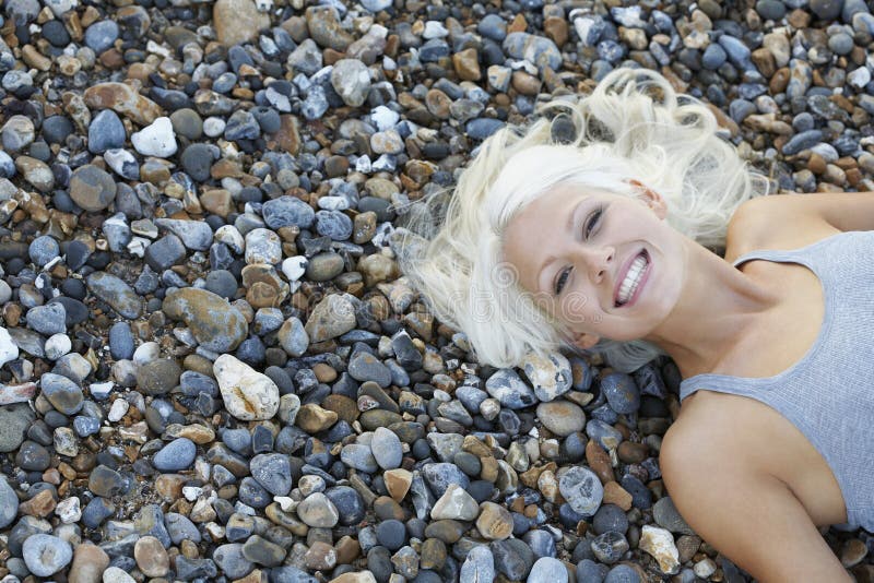 Beautiful Woman Lying On The Beach At Summer Stock Image Image Of Happiness Body 26692831
