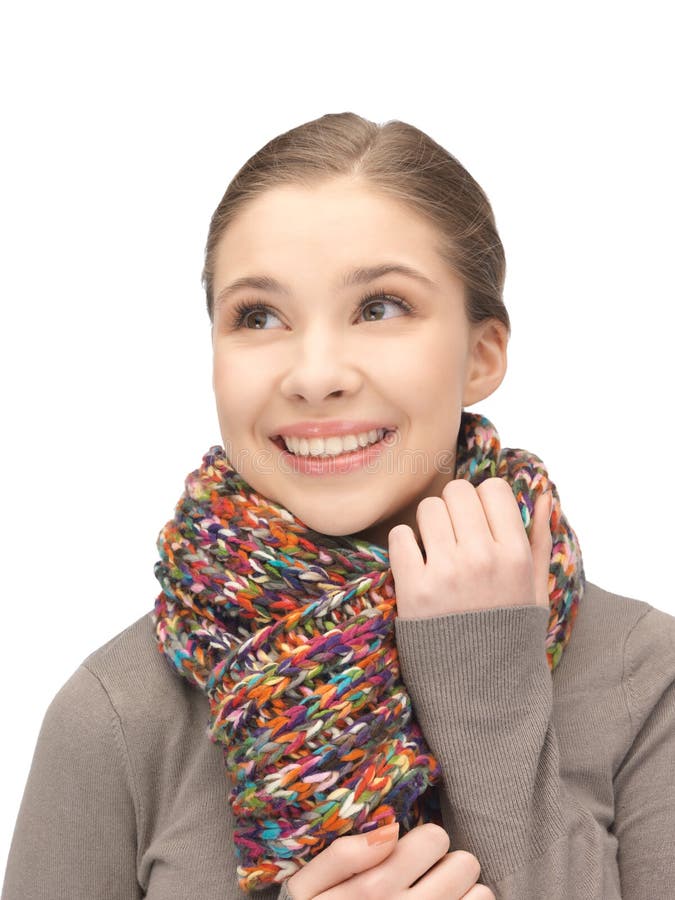 Beautiful woman in muffler stock photo. Image of joyful 39762536