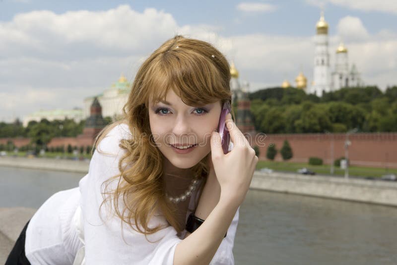 Beautiful woman with the phone