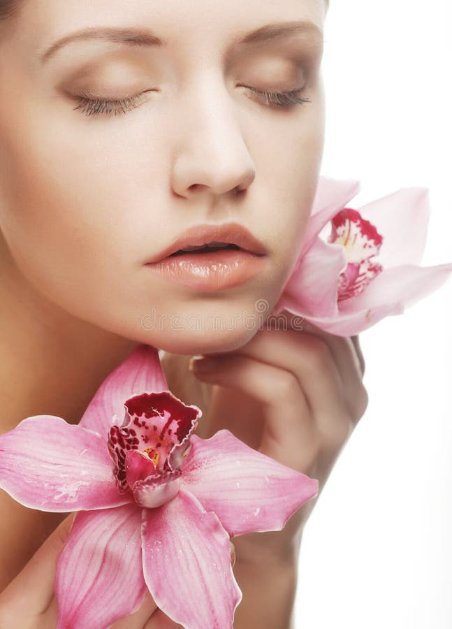 Beauty Portrait of a Woman in Pink Stock Image Image of gentle