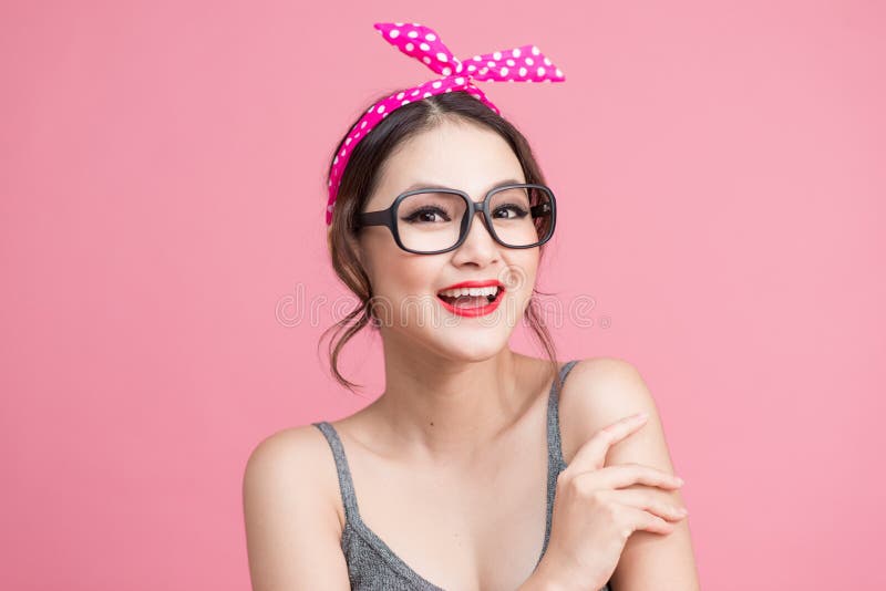 Beautiful Woman Pinup Style Portrait Asian Woman Stock Image Image Of Adult Makeup 105166101