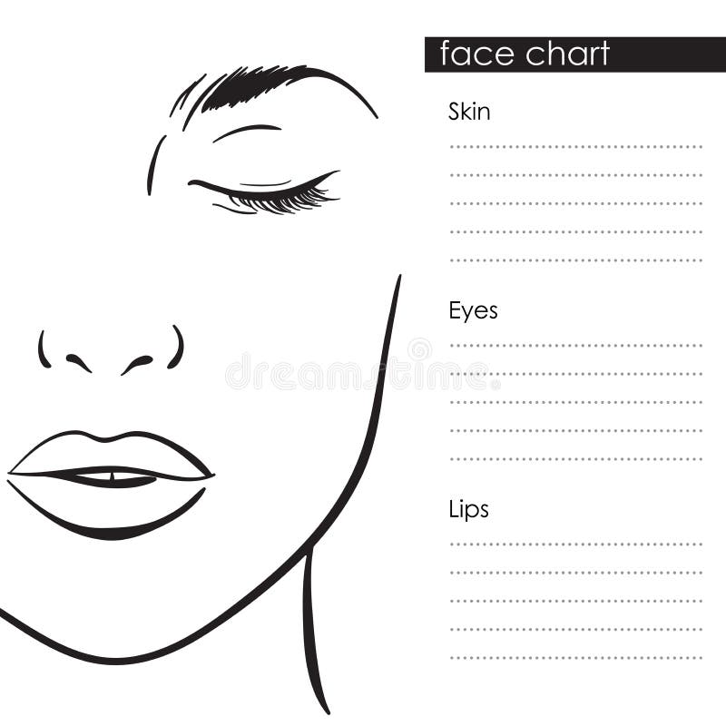 Beautiful Woman Portrait Face Chart Vector Illustration Stock Vector Illustration Of Cosmetic Artist