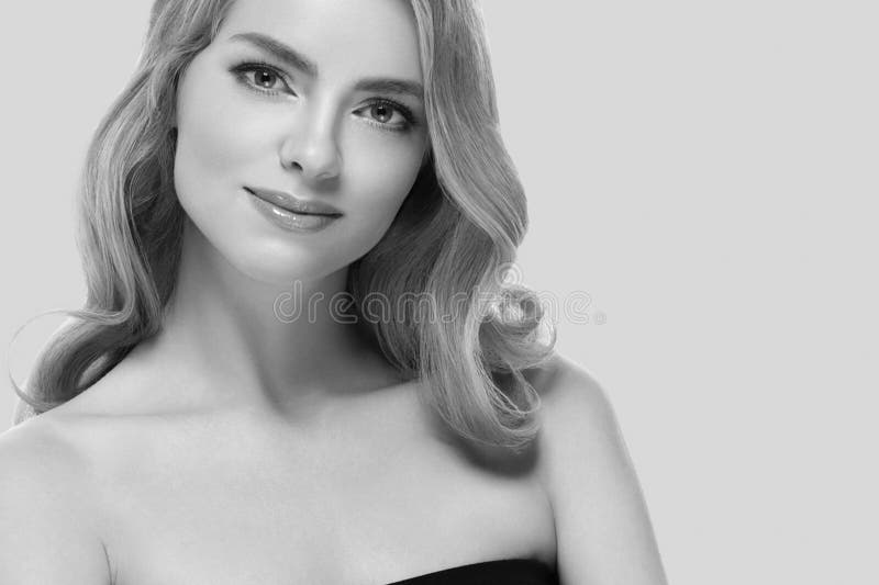 Beautiful woman portrait over yellow color background stock images Beautiful woman portrait over yellow color background stock images