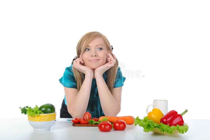 Beautiful woman preparing vegetables stock photos Beautiful woman preparing vegetables stock photos