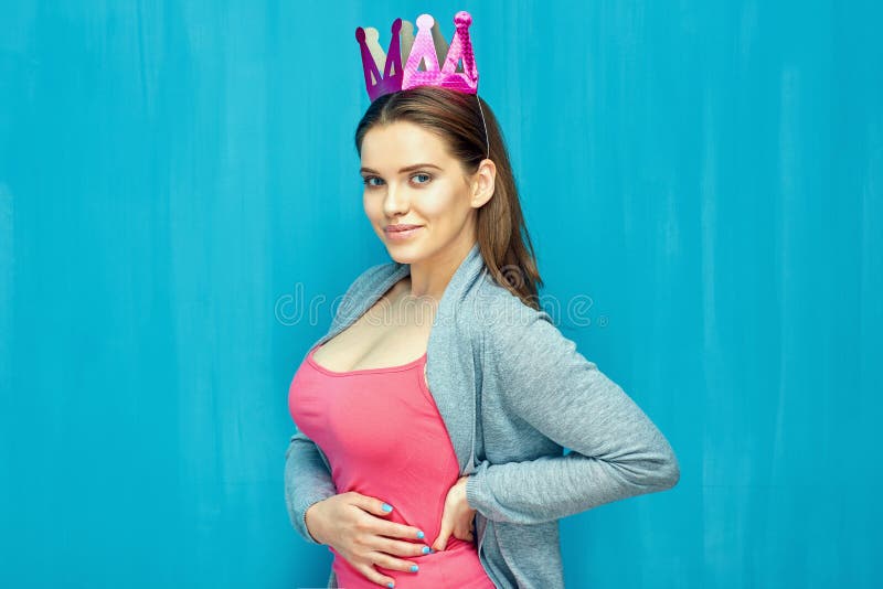 Beautiful Woman is Proud Her Big Breast. Stock Photo - Image of