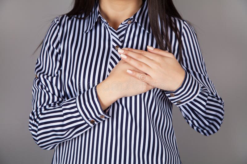 Beautiful Woman Put Her Hands on Chest Stock Photo Image of girl