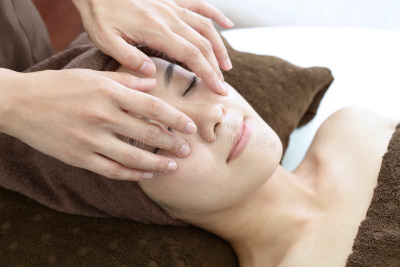 Beautiful Woman Receiving Facial Massage Stock Image Image Of Esthetic Happy 145393897