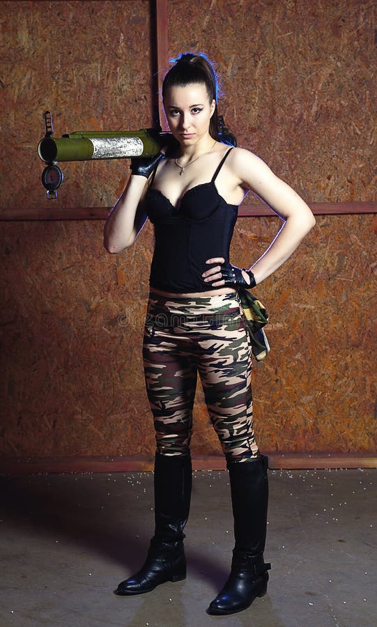 Beautiful woman with russian bazooka RPG - 18