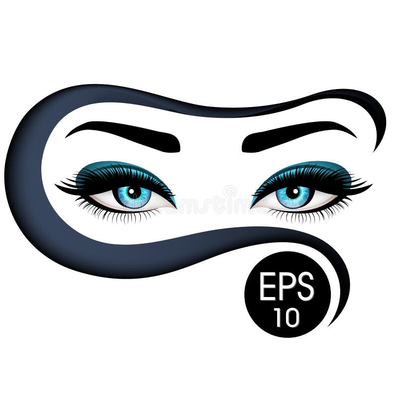 Beautiful Woman`s eyes in niqab. Vector illustration. Realistic blue eyes with chic eyelashes royalty free illustration Beautiful Woman`s eyes in niqab. Vector illustration. Realistic blue eyes with chic eyelashes royalty free illustration