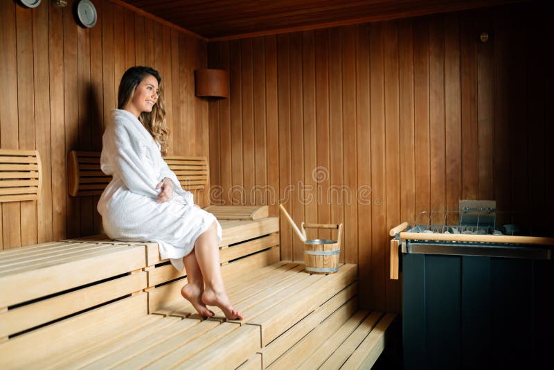 Bared Girl Sits Sauna Towel Stock Photo 24410158