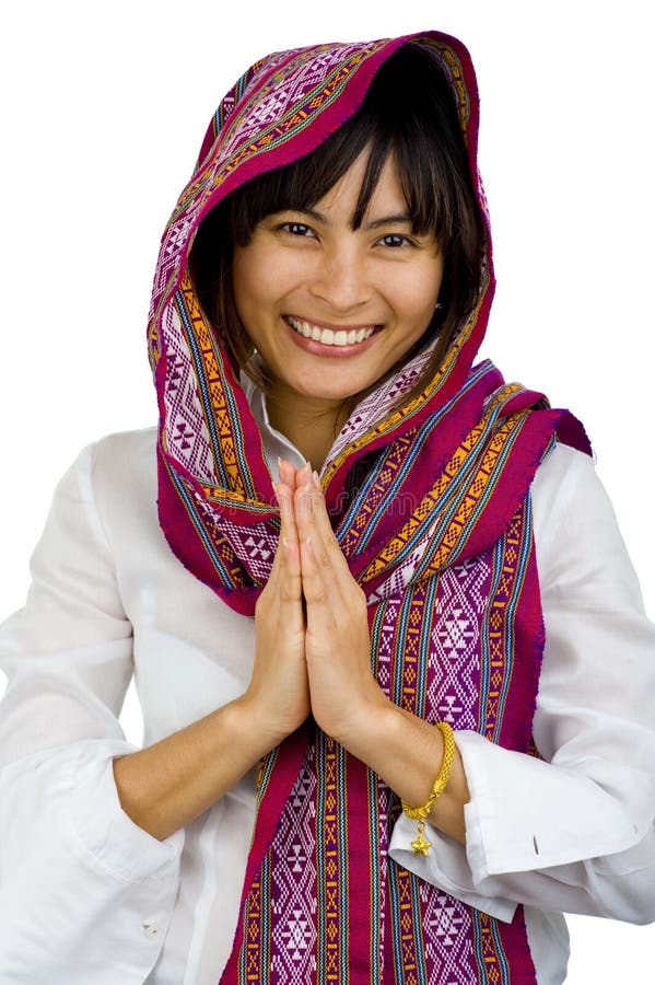 Beautiful Woman with Scarf Over Her Head Stock Image Image of ethnic