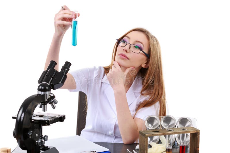 Beautiful Woman Scientist in the Lab Perform Various Operations Stock ...