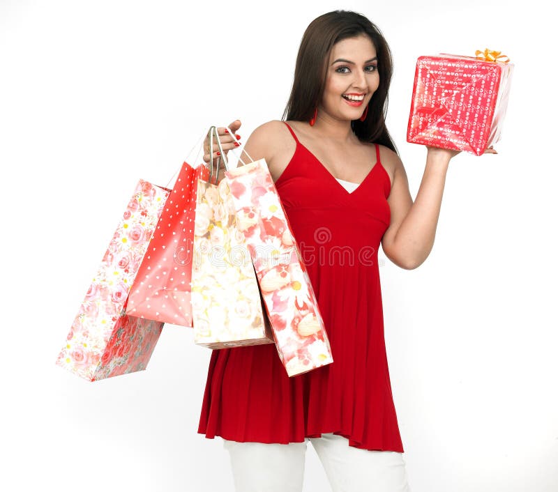 Beautiful woman on a shopping spree