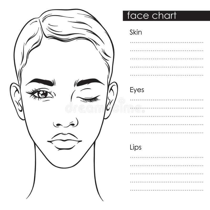 Beautiful Woman Portrait. Face Chart. Vector Illustration. Stock Vector ...