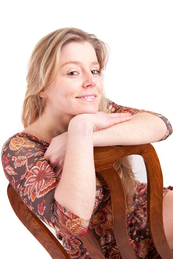 Beautiful Woman Sitting On A Chair Stock Image Image Of Blonde People 19051085