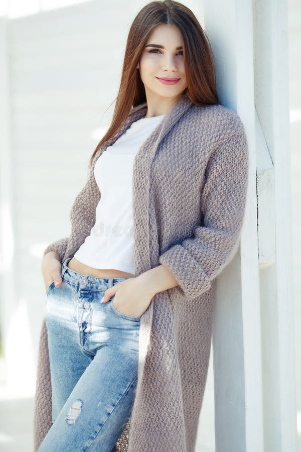 Beautiful woman in spring rests by the sea. stock photography Beautiful woman in spring rests by the sea. stock photography
