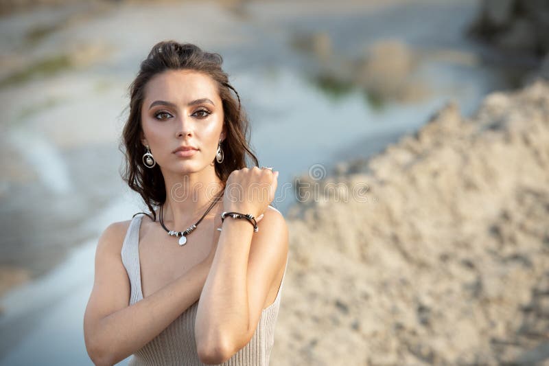 Premium Photo  Closeup profile portrait of a young beautiful fashionable  young woman wearing stylish accessories female fashion beauty and concept