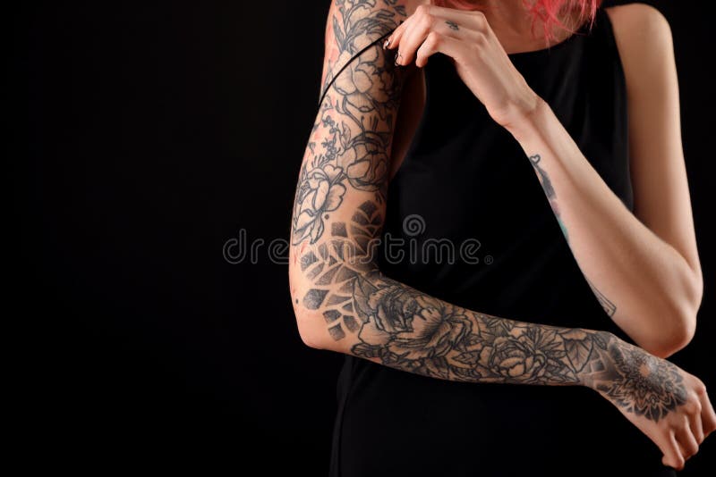 Beautiful Woman with Tattoos on Arms Against Background, Closeup. Space for Text Stock Image - Image of body, closeup: 170359915 Beautiful Woman with Tattoos on Arms Against Background, Closeup. Space for Text Stock Image - Image of body, closeup: 170359915
