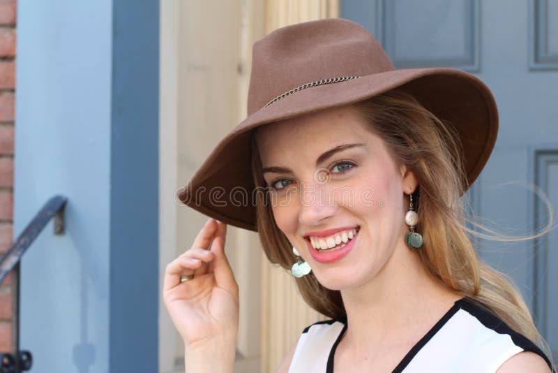 Beautiful Woman Wearing Hat Stock Photo Image of daydreamer, energy