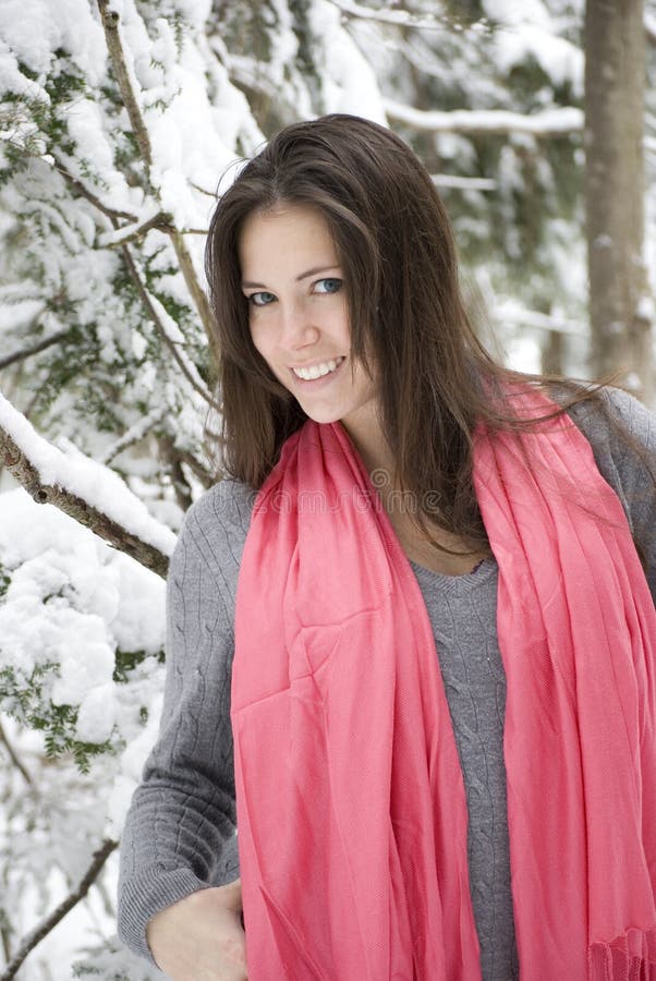 Beautiful woman wearing scarf