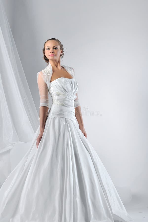 Wedding Dress on Fashion Model Stock Image - Image of gray, beautiful ...