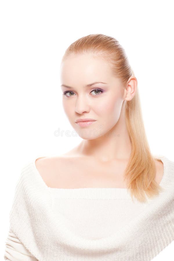 Beautiful woman on white stock photo. Image of isolated 12980662