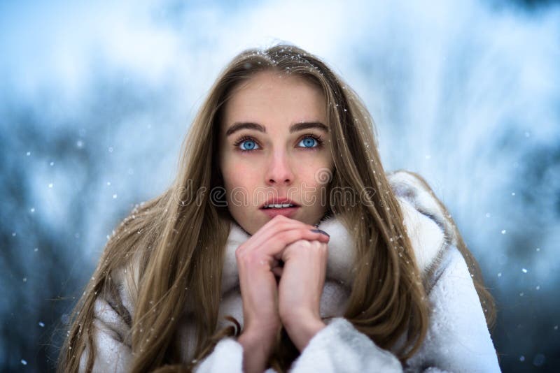Beautiful woman at the winter park stock photos