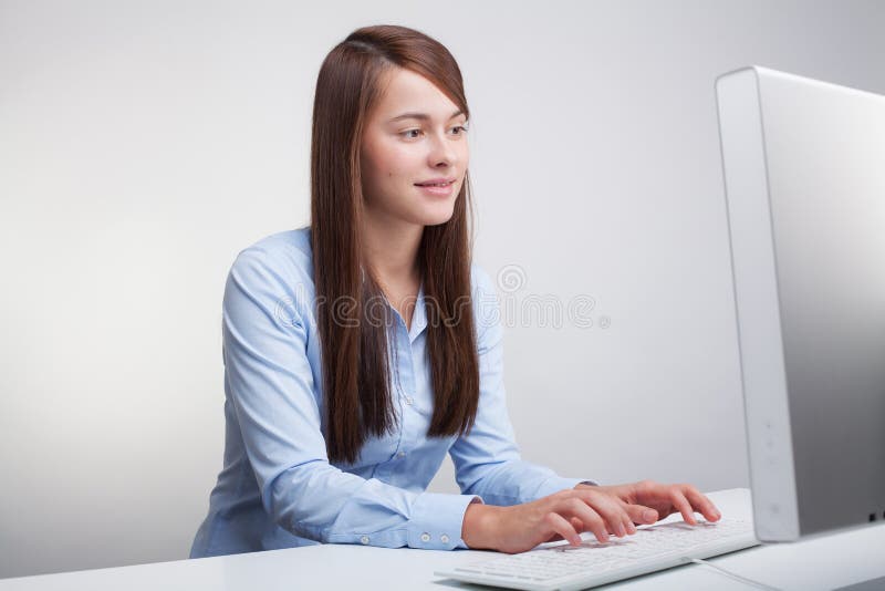 Beautiful woman working on a computer