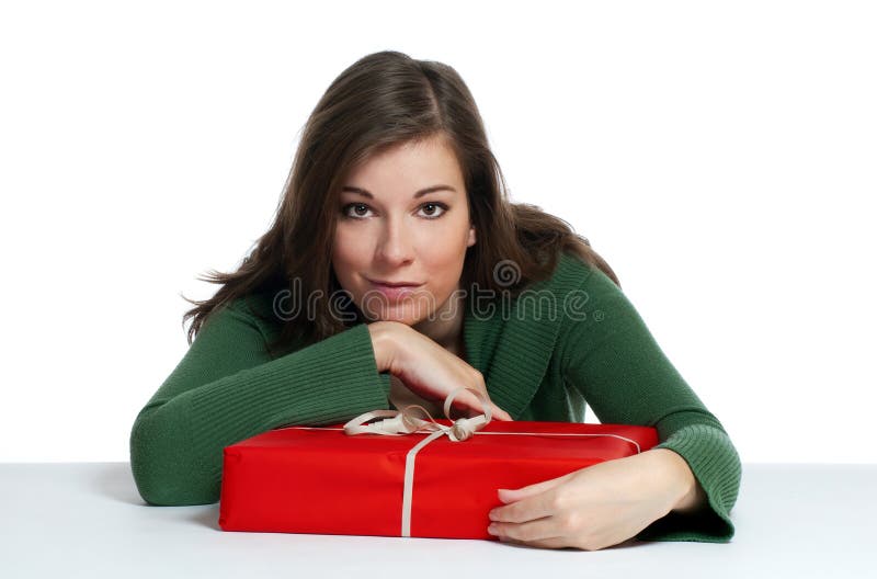 Beautiful women with red gift