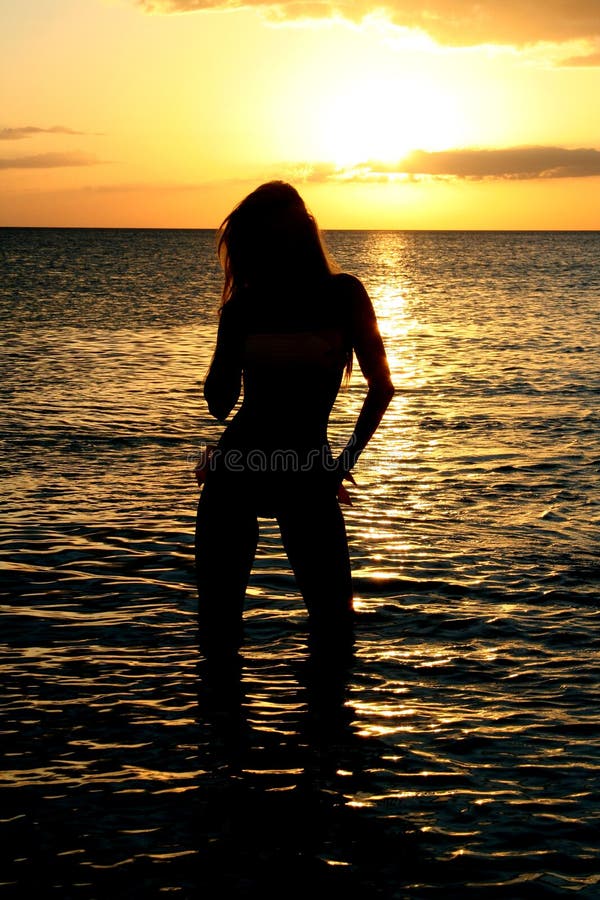 Beautiful women Silhouette stock images