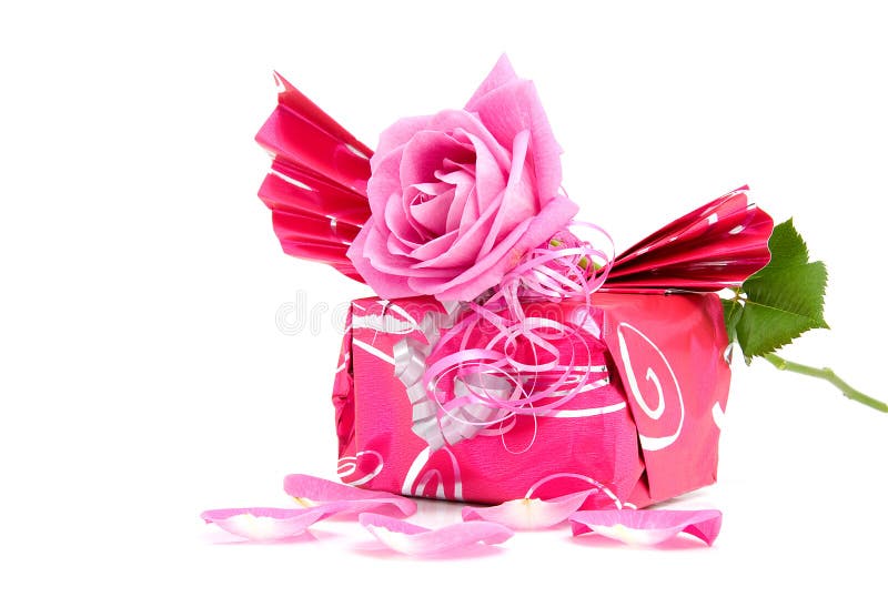 Beautiful Wrapped Gift with Rose Stock Photo Image of romantic