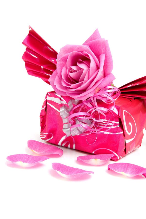 Beautiful Wrapped Gift with Rose Stock Photo Image of celebration