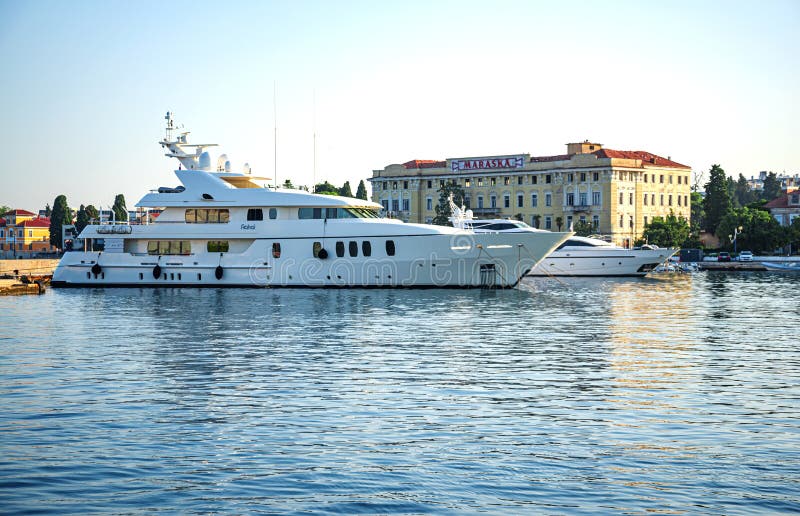 yacht in port city