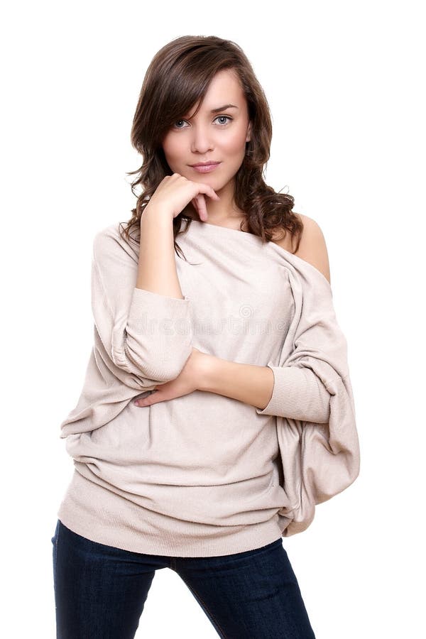 Beautiful young adult girl posing in studio