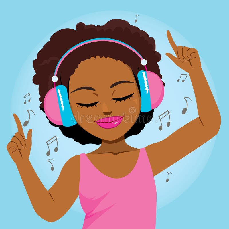 Black Woman Enjoying Music