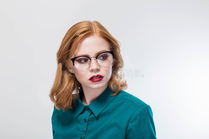 Beautiful Young Business Woman In Glasses Stock Image Image Of Head 