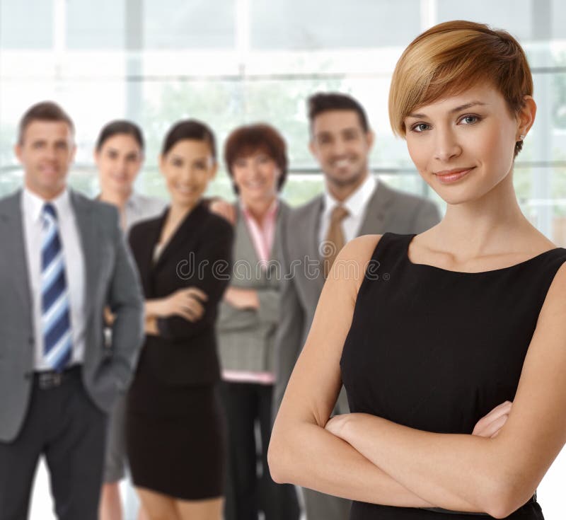 Beautiful young businesswoman and business team stock photography Beautiful young businesswoman and business team stock photography