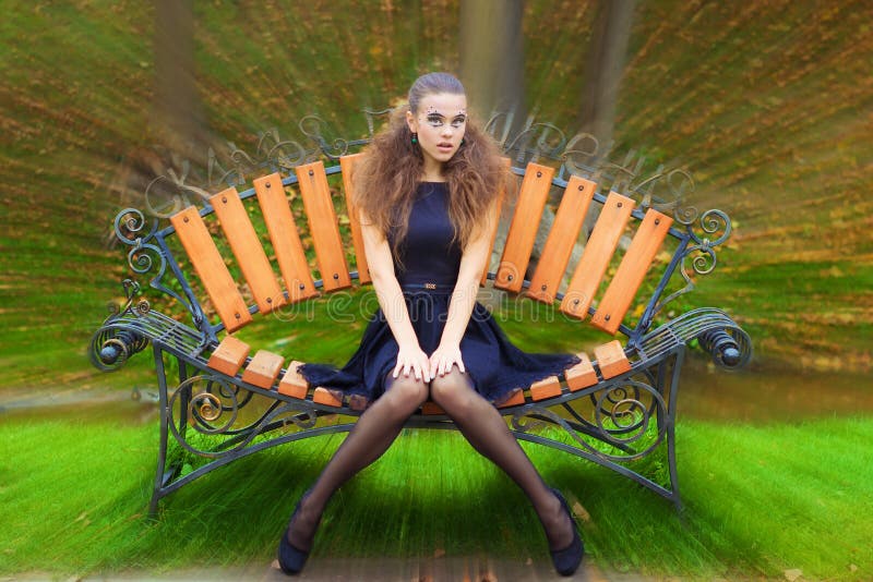 Beautiful Young Girl Autumn Day On The Street With Fantasy Beautiful Young Girl Autumn Day On The Street With Fantasy
