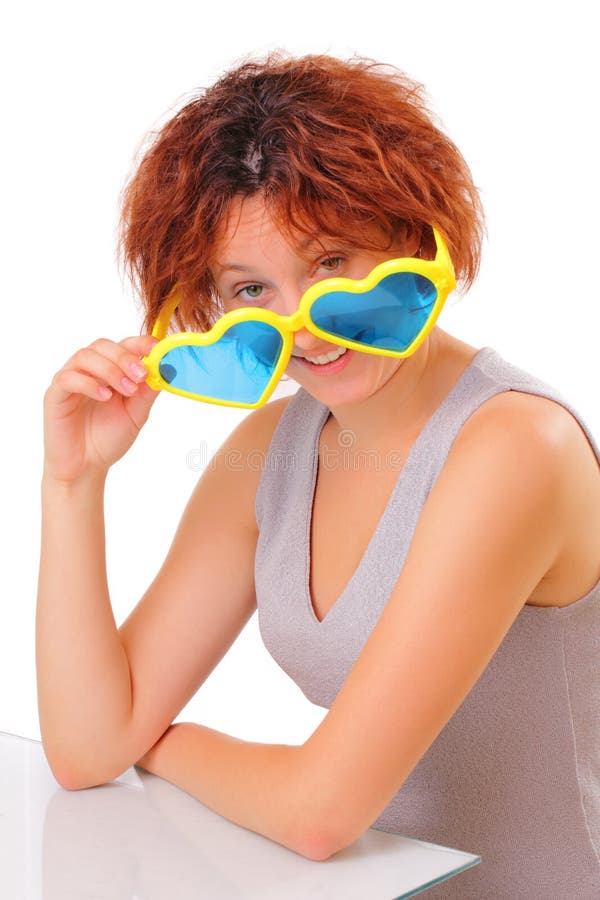 Beautiful Young Girl with Big Sunglasses Stock Image Image of girl, happy 26234473