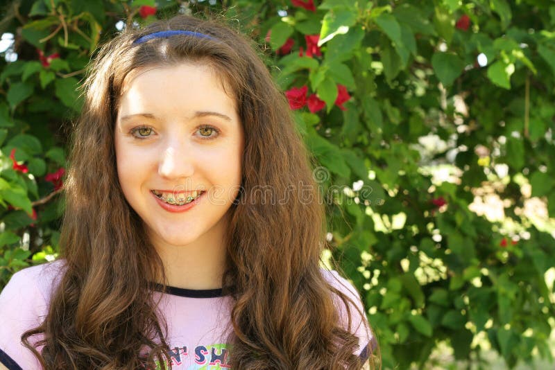 Beautiful young girl with braces