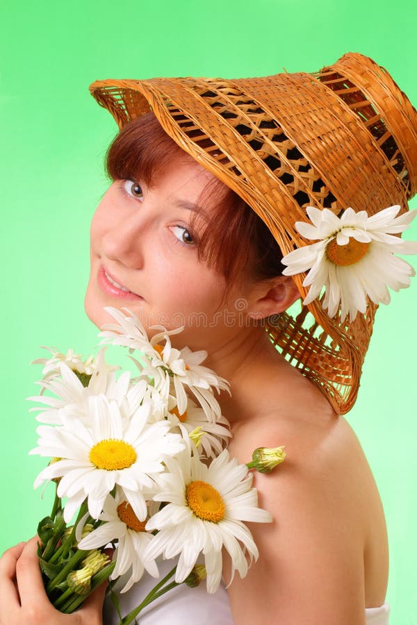 Beautiful Young Girl in the Hat with Flowers Stock Image Image of fascinating, fine 25573659