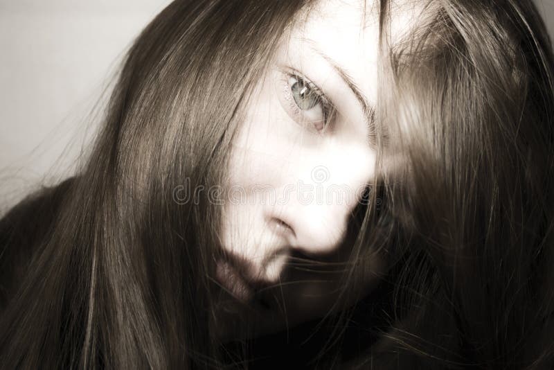 Beautiful young girl with long hair