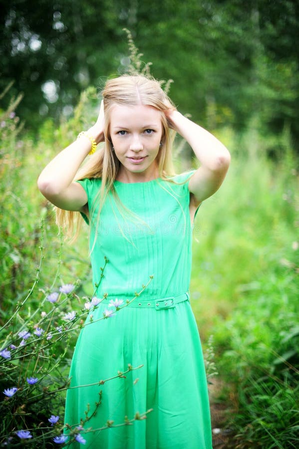 Beautiful Young Girl Posing Outdoors in a Forest Stock Image - Image of ...