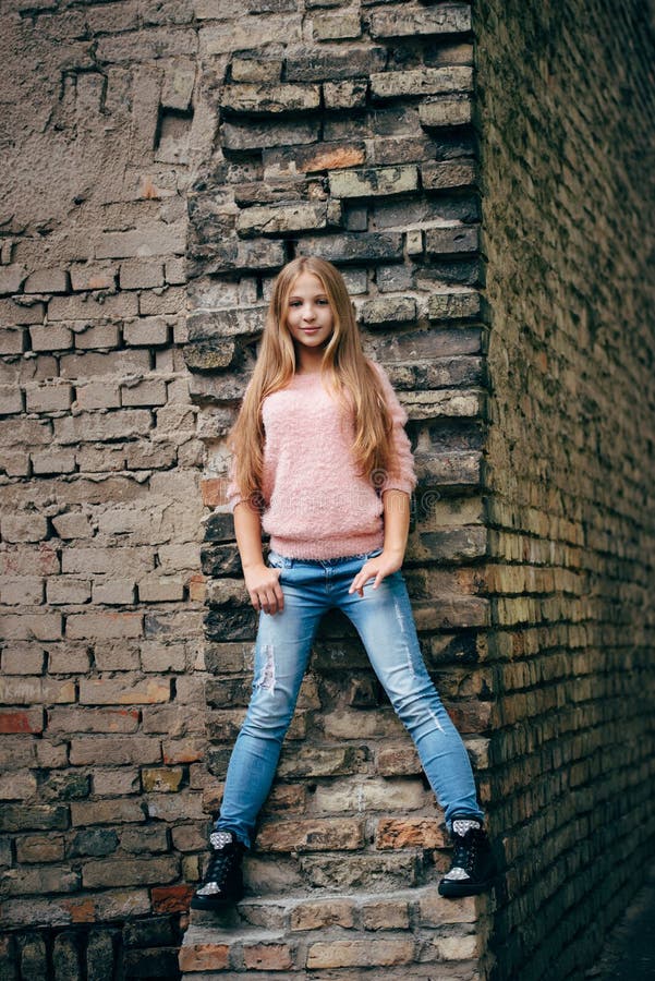 Beautiful Young Girl Posing on the Street Stock Image - Image of ...