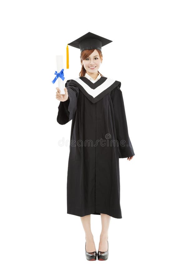 Beautiful Young Graduation Woman Standing Stock Photo - Image of ...